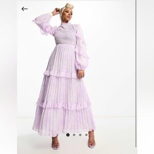 Lilac Pleated Maxi Dress